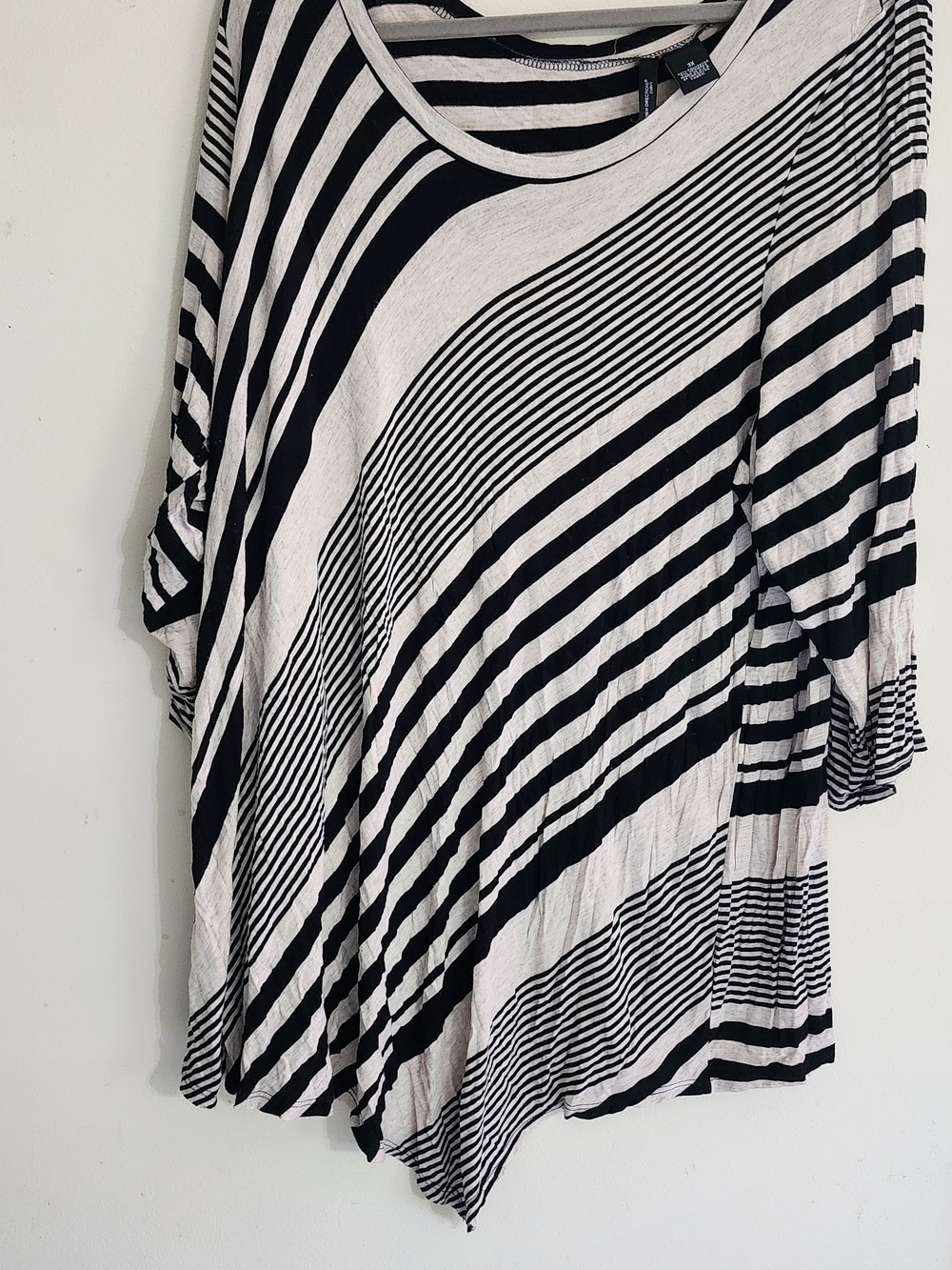 new directions Black and White Striped Asymmetric Tunic